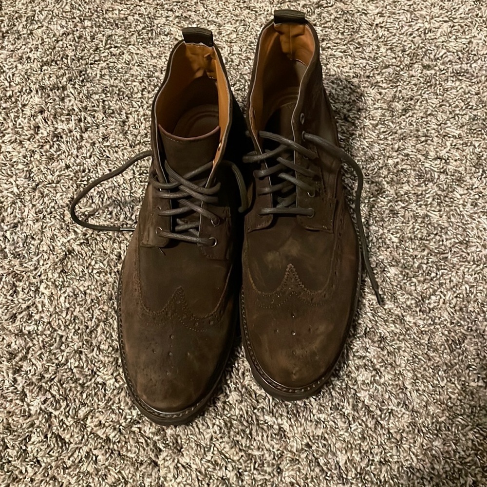 Stafford Brown Suede Wingtip Ankle Boots